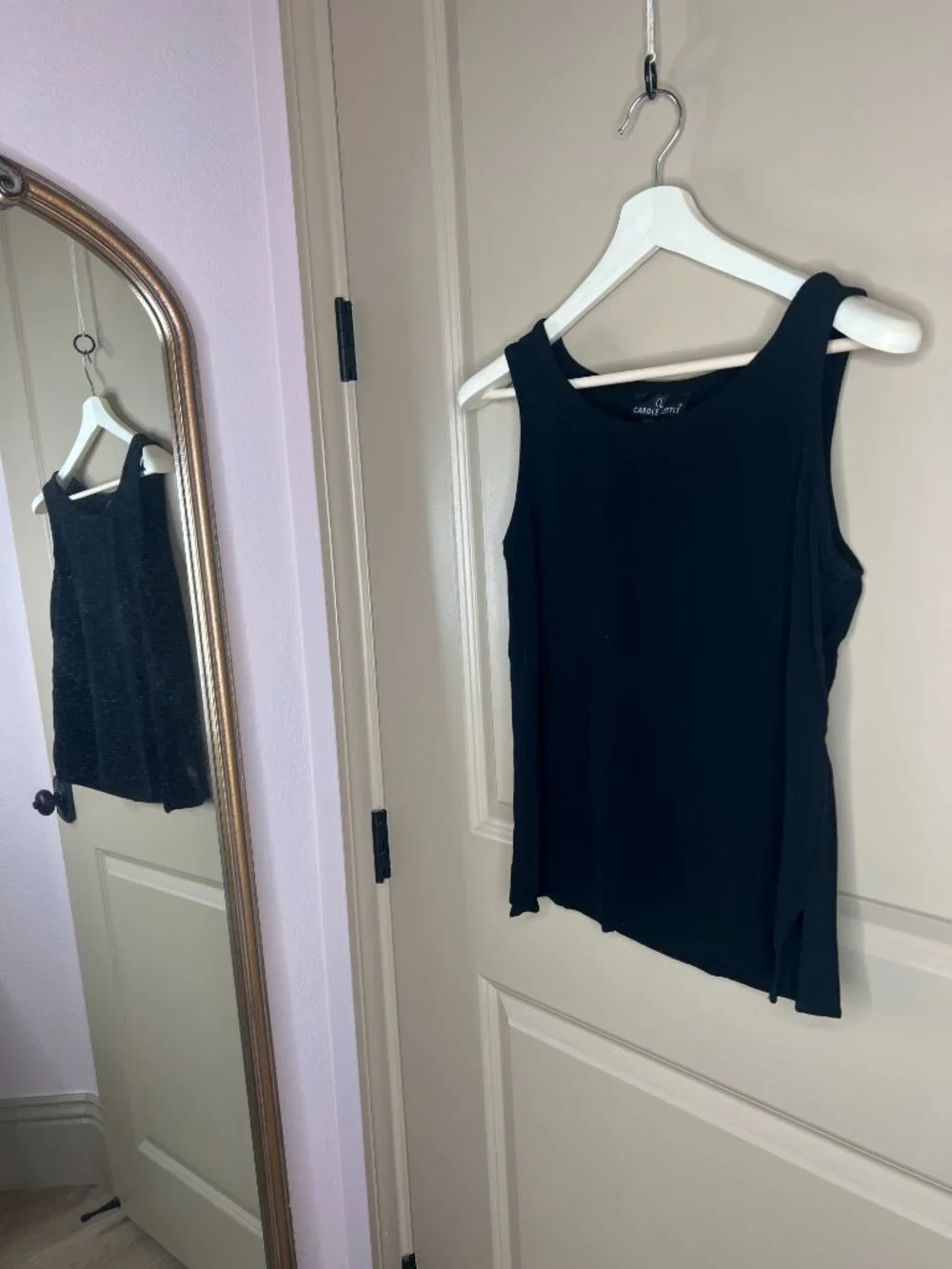 Vintage Carole Little Black Sleeveless Top | Made in USA | 100% Rayon | Size 10
